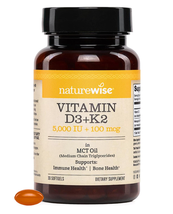 Vitamina vegana D3 + K2 con aceite orgánico de coco